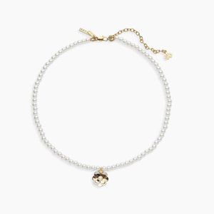 Lele Sadoughi Zinnia Two-Tone & Faux Pearl Flower Pendant Necklace NWT